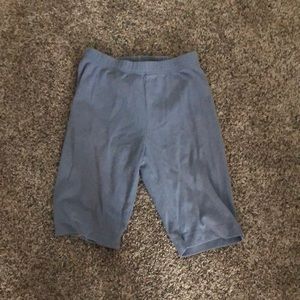 Blue Textured Biker Shorts